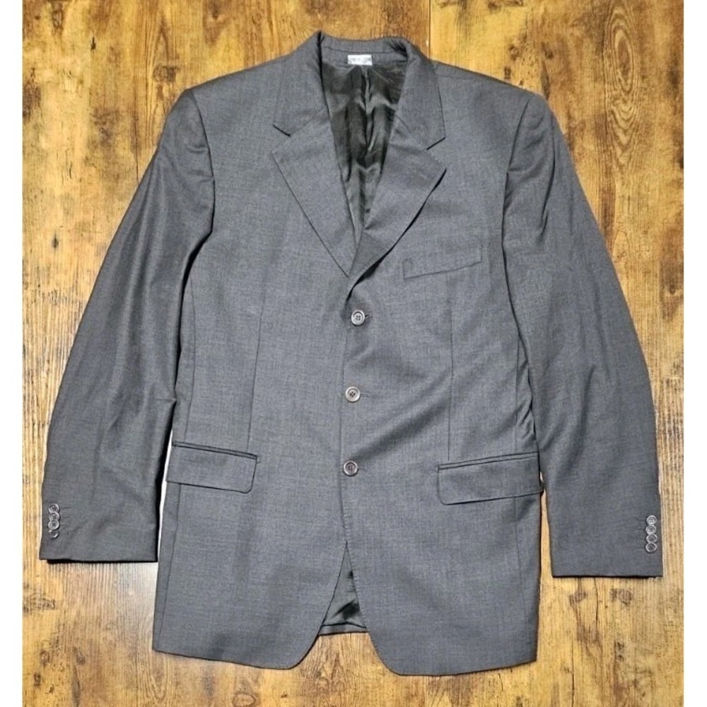 Luciano Barbera 100% Wool Blazer 42L Charcoal Gray Sport Coat Jacket Italy